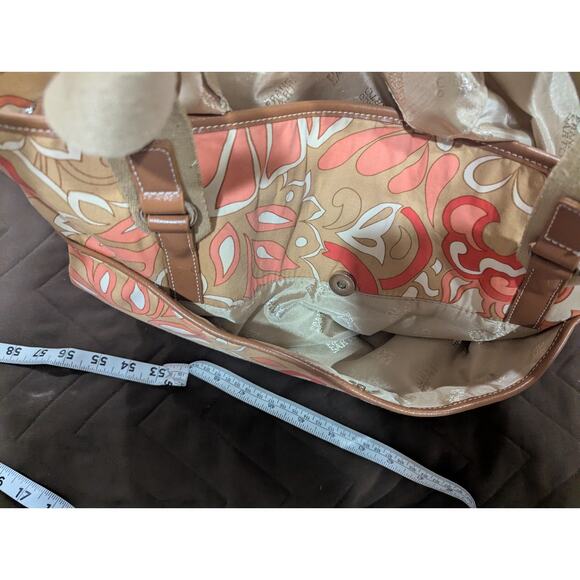 Pretty coral, peach and cream floral print canvas handbag by Franco Sarto - Picture 6 of 7